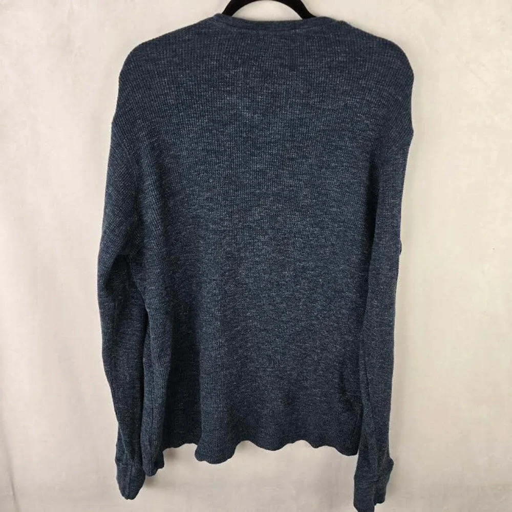 Polo Ralph Lauren Mens XL Blue Gray Waffle Knit‎ Thermal Long Sleeve Crew Shirt